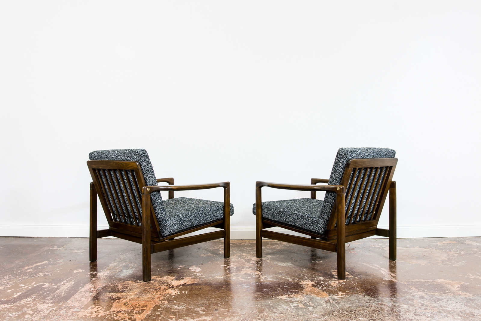 Pair Of black B-7522 Armchairs By Zenon Bączyk 1960’S