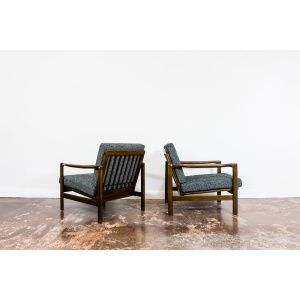 Pair Of black B-7522 Armchairs By Zenon Bączyk 1960’S
