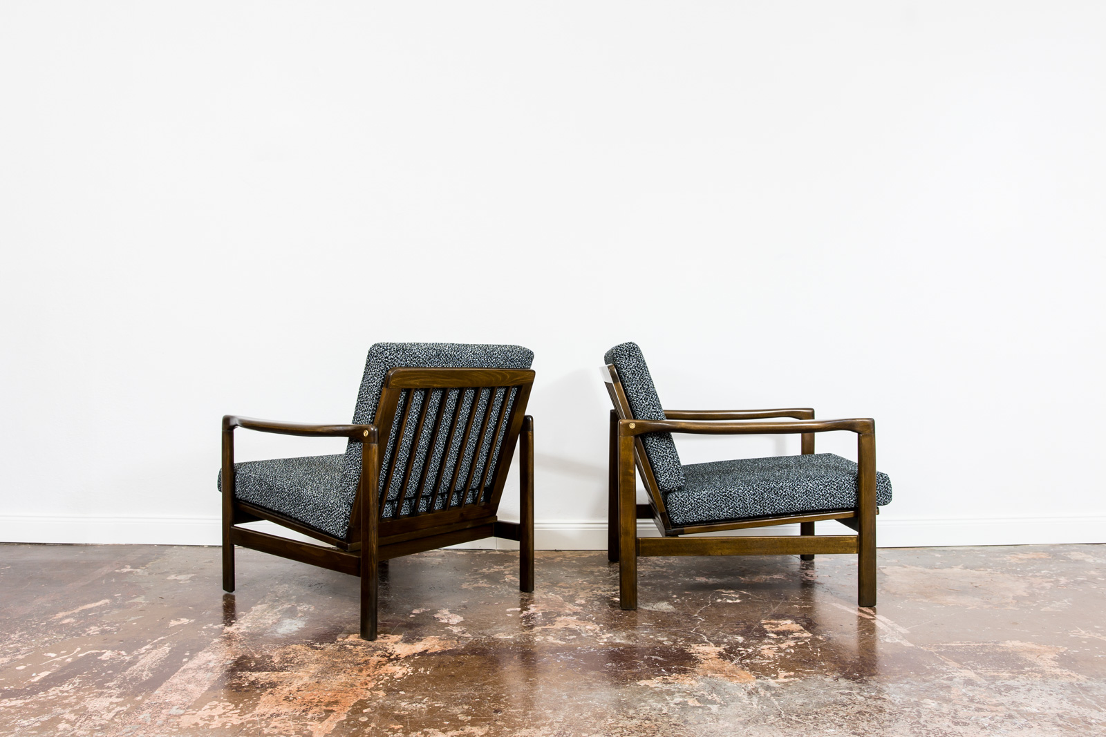 Pair Of black B-7522 Armchairs By Zenon Bączyk 1960’S