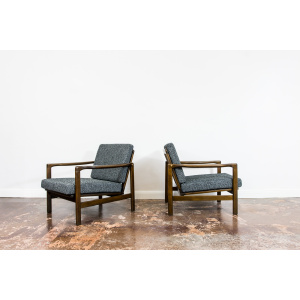 Pair Of black B-7522 Armchairs By Zenon Bączyk 1960’S