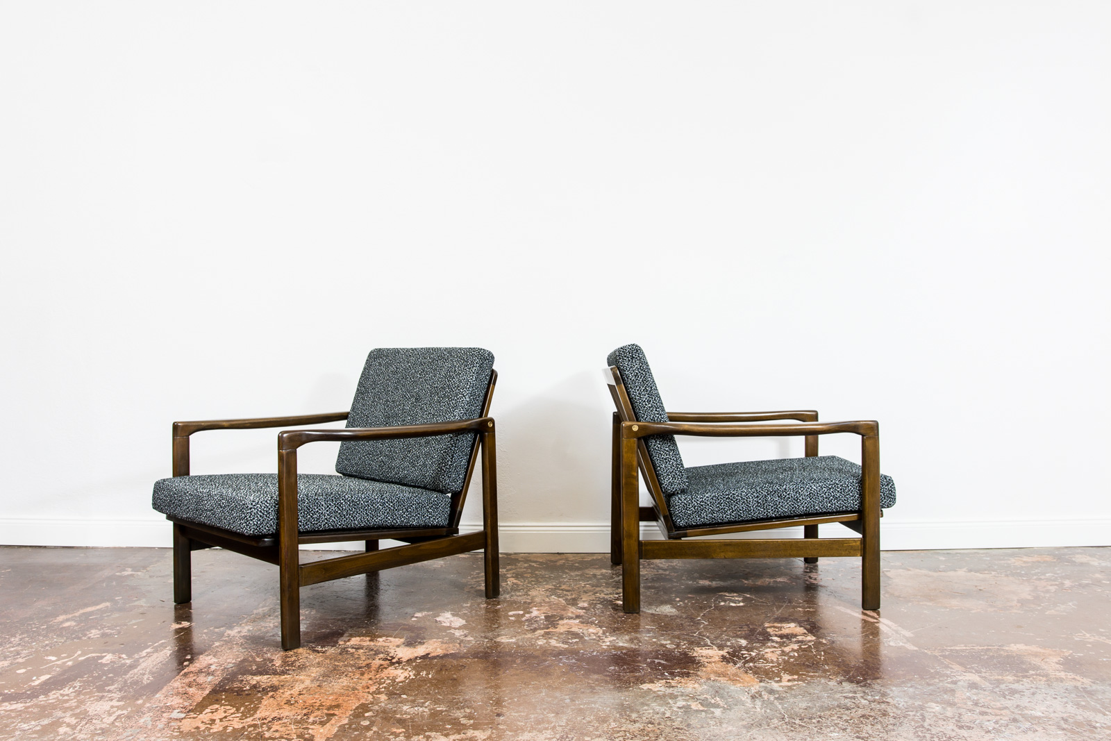 Pair Of black B-7522 Armchairs By Zenon Bączyk 1960’S