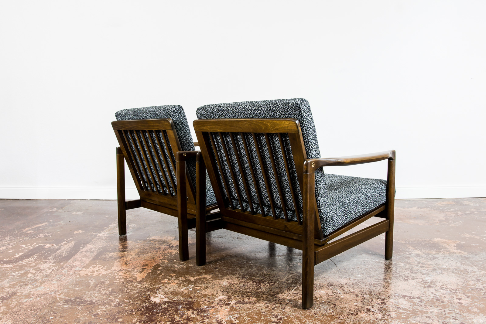 Pair Of black B-7522 Armchairs By Zenon Bączyk 1960’S