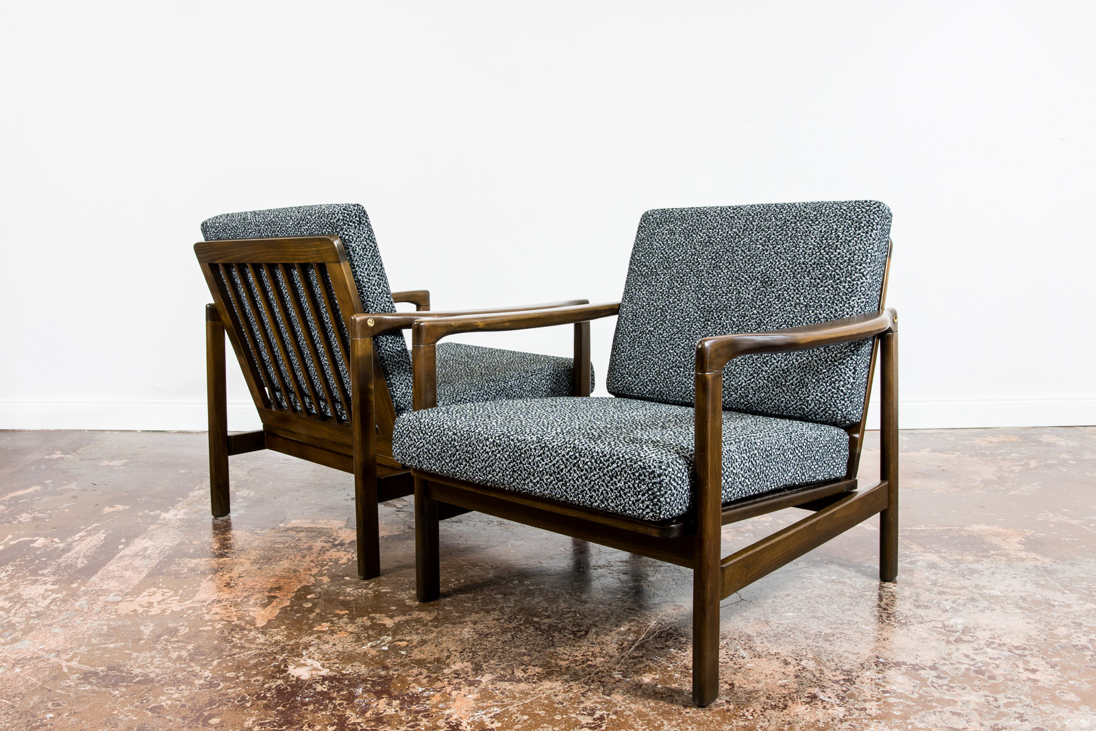 Pair Of black B-7522 Armchairs By Zenon Bączyk 1960’S