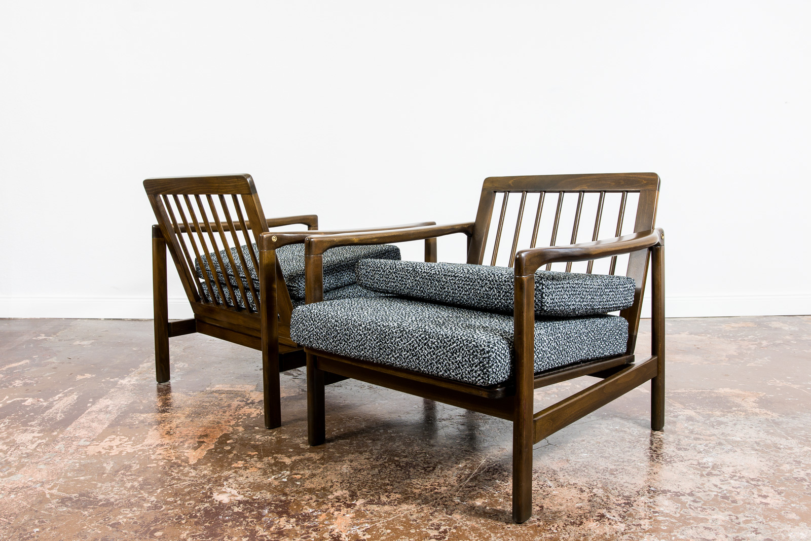 Pair Of black B-7522 Armchairs By Zenon Bączyk 1960’S