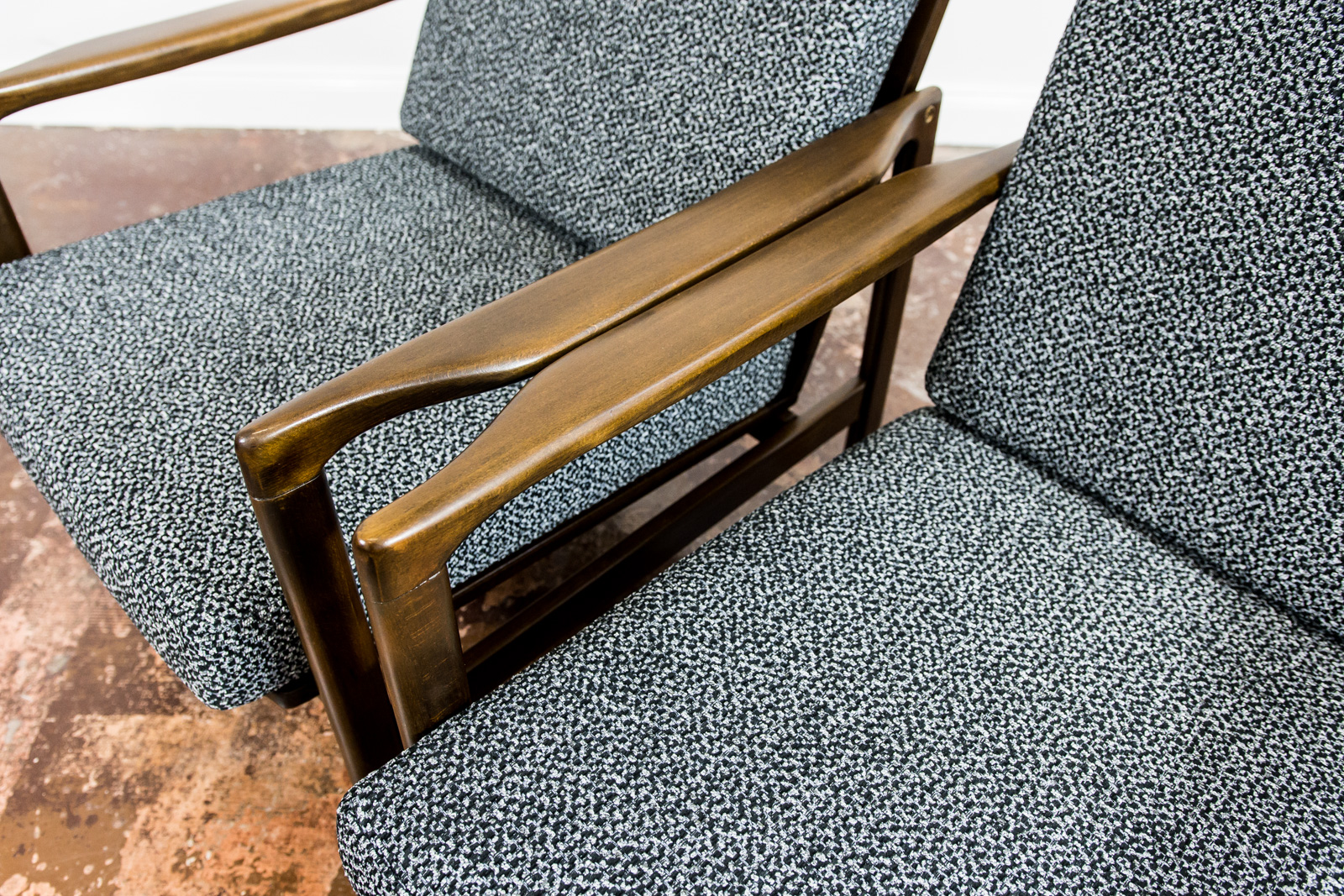 Pair Of black B-7522 Armchairs By Zenon Bączyk 1960’S