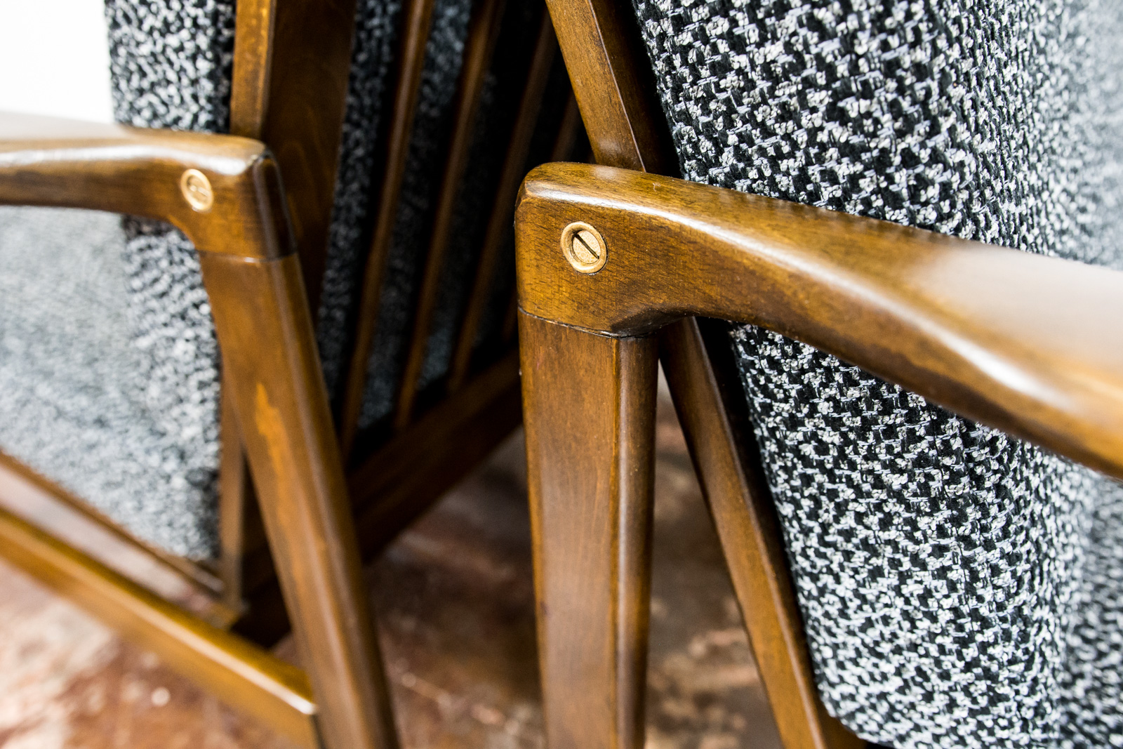 Pair Of black B-7522 Armchairs By Zenon Bączyk 1960’S