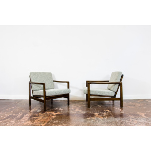 Pair Of green B-7522 Armchairs By Zenon Bączyk, 1960's