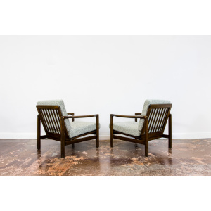 Pair Of green B-7522 Armchairs By Zenon Bączyk, 1960's