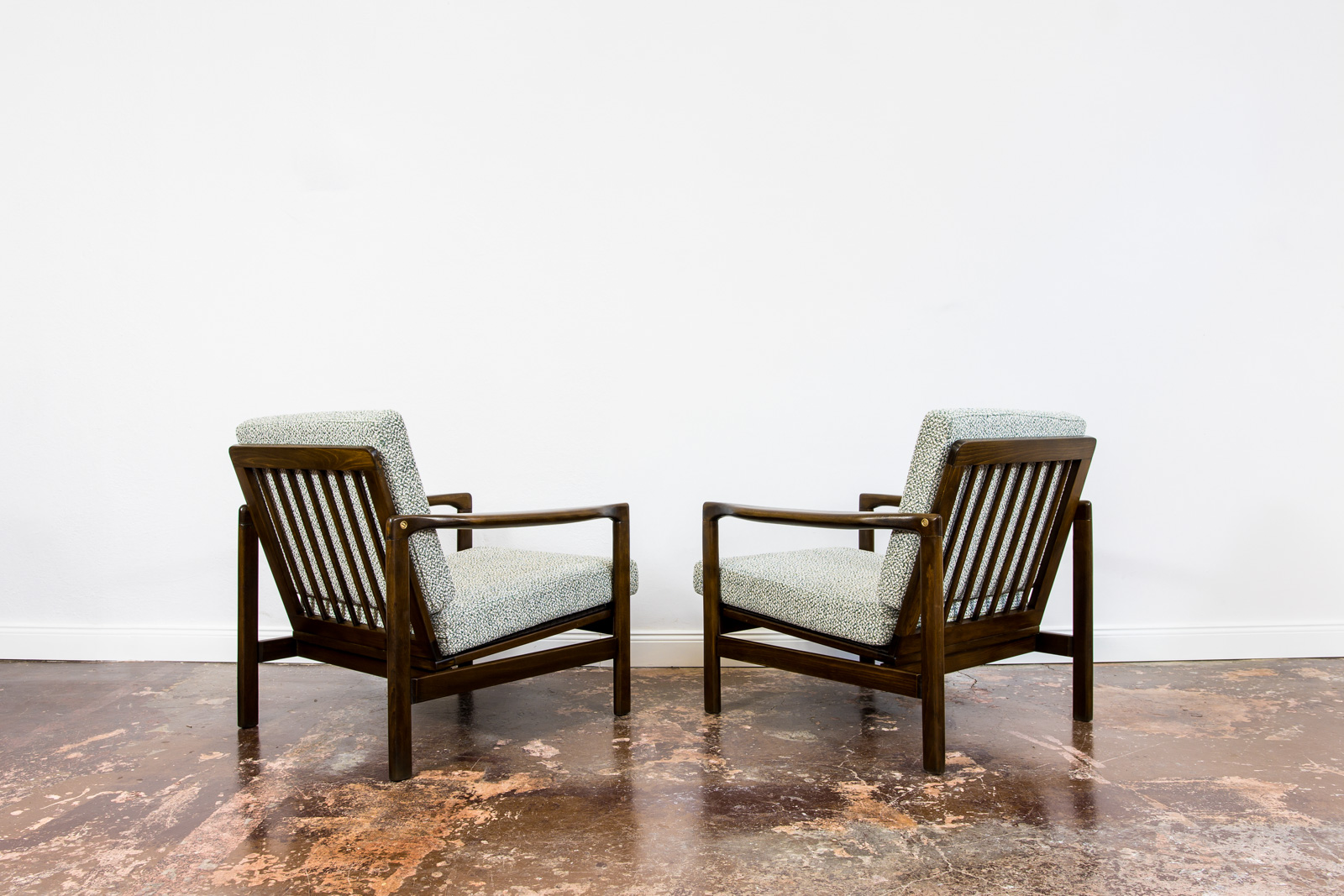 Pair Of green B-7522 Armchairs By Zenon Bączyk, 1960's