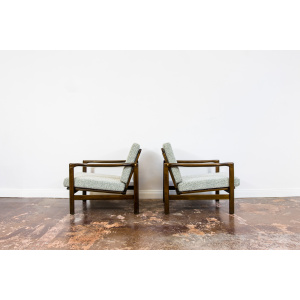Pair Of green B-7522 Armchairs By Zenon Bączyk, 1960's