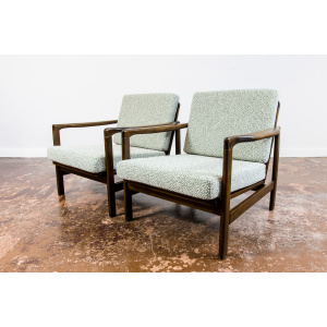 Pair Of green B-7522 Armchairs By Zenon Bączyk, 1960's