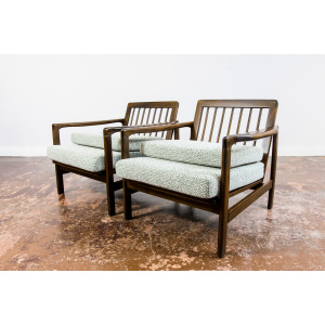 Pair Of green B-7522 Armchairs By Zenon Bączyk, 1960's