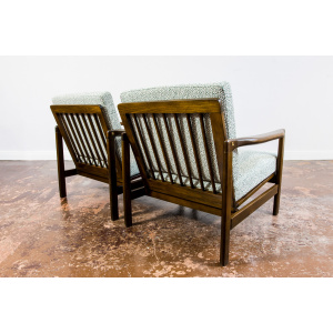 Pair Of green B-7522 Armchairs By Zenon Bączyk, 1960's