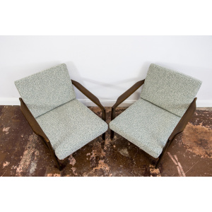 Pair Of green B-7522 Armchairs By Zenon Bączyk, 1960's
