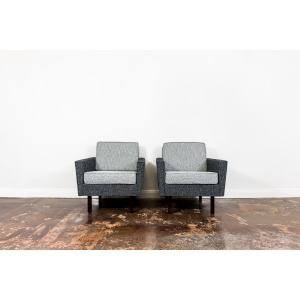 Pair Of Geometric Club Chairs, Poland, 1970s