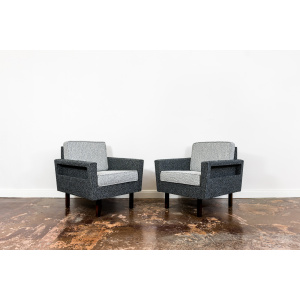Pair Of Geometric Club Chairs, Poland, 1970s