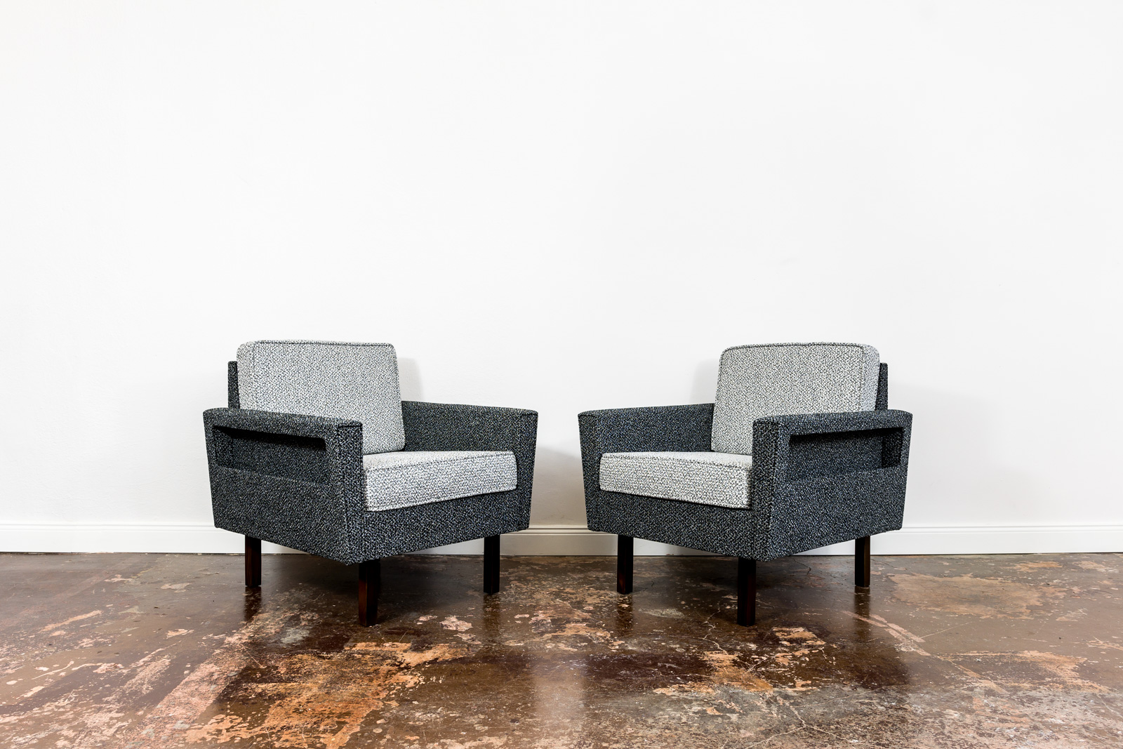 Pair Of Geometric Club Chairs, Poland, 1970s