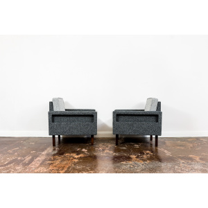 Pair Of Geometric Club Chairs, Poland, 1970s