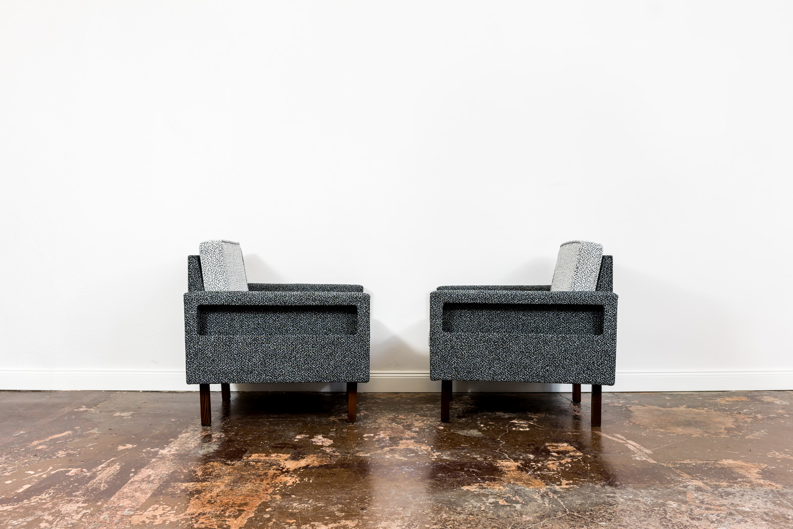 Pair Of Geometric Club Chairs, Poland, 1970s