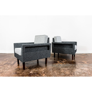 Pair Of Geometric Club Chairs, Poland, 1970s