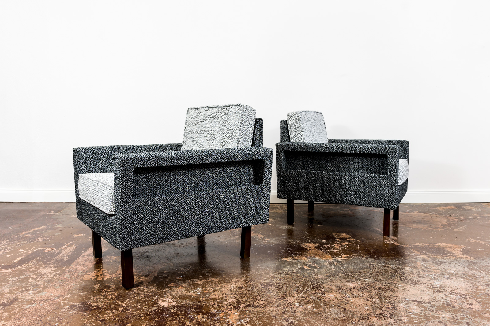 Pair Of Geometric Club Chairs, Poland, 1970s