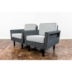 Pair Of Geometric Club Chairs, Poland, 1970s
