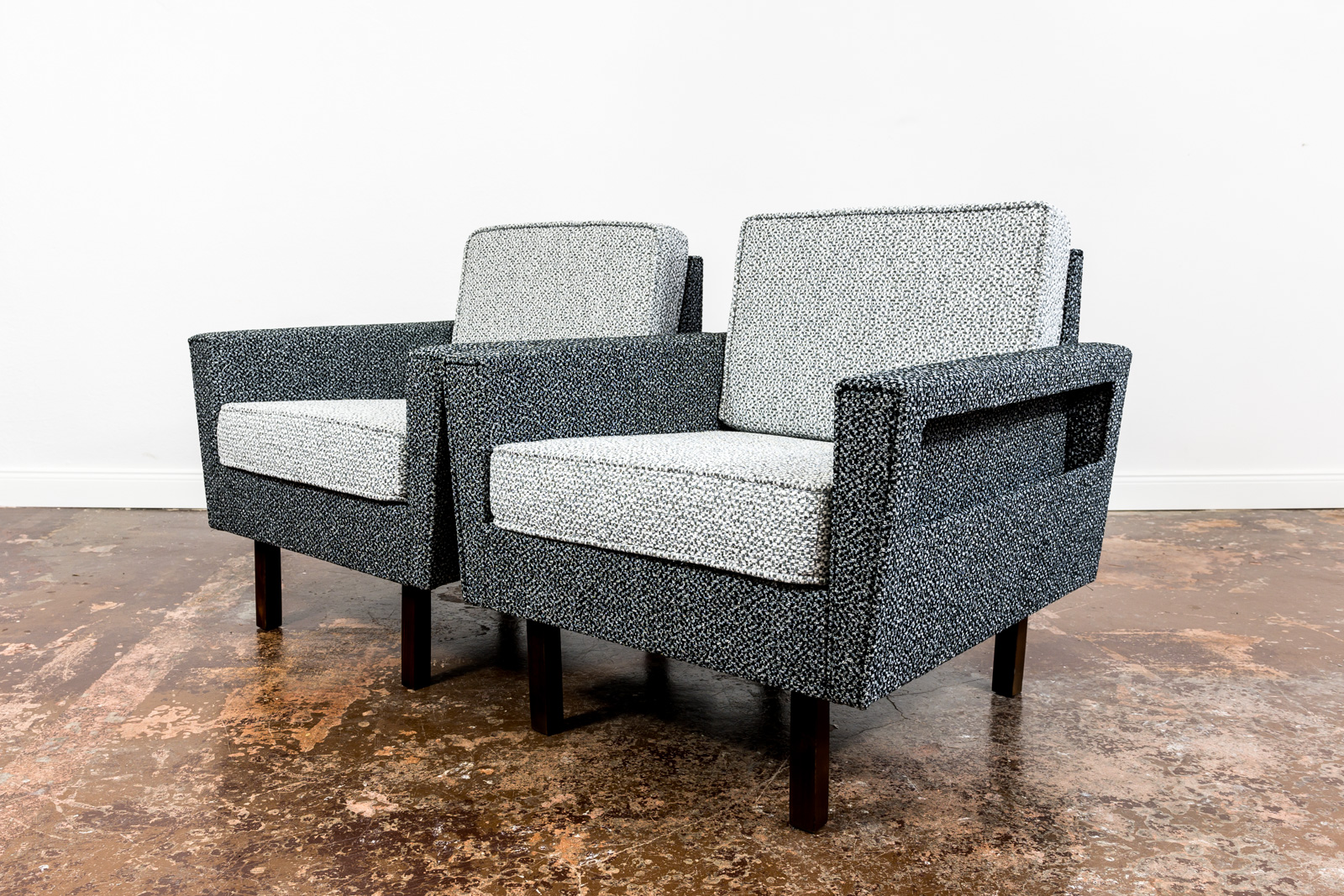 Pair Of Geometric Club Chairs, Poland, 1970s