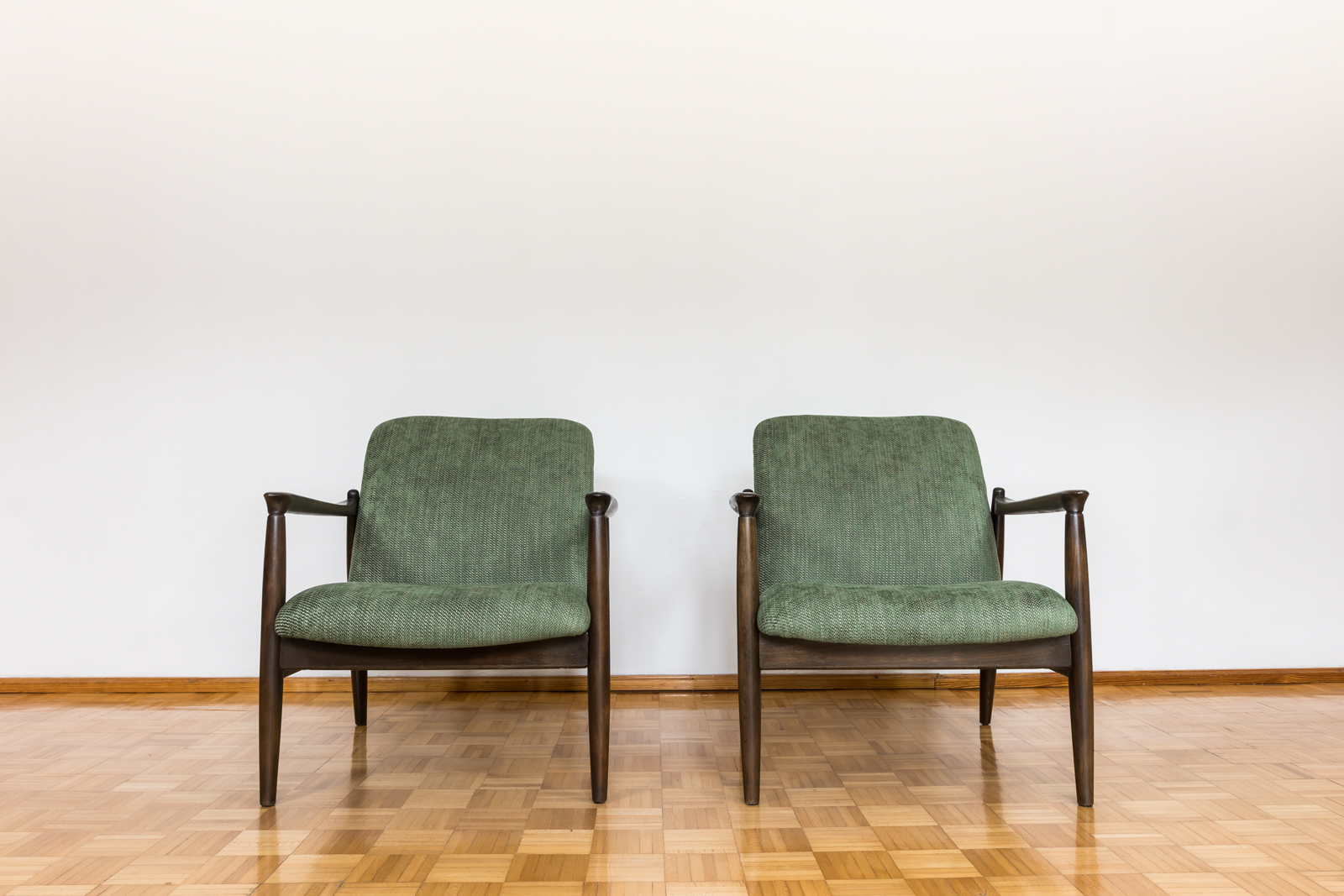 Pair Of Green "Gfm 64" Armchairs By Edmund Homa, Poland, 1960s