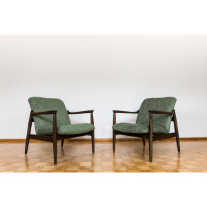 Pair Of Green "Gfm 64" Armchairs By Edmund Homa, Poland, 1960s