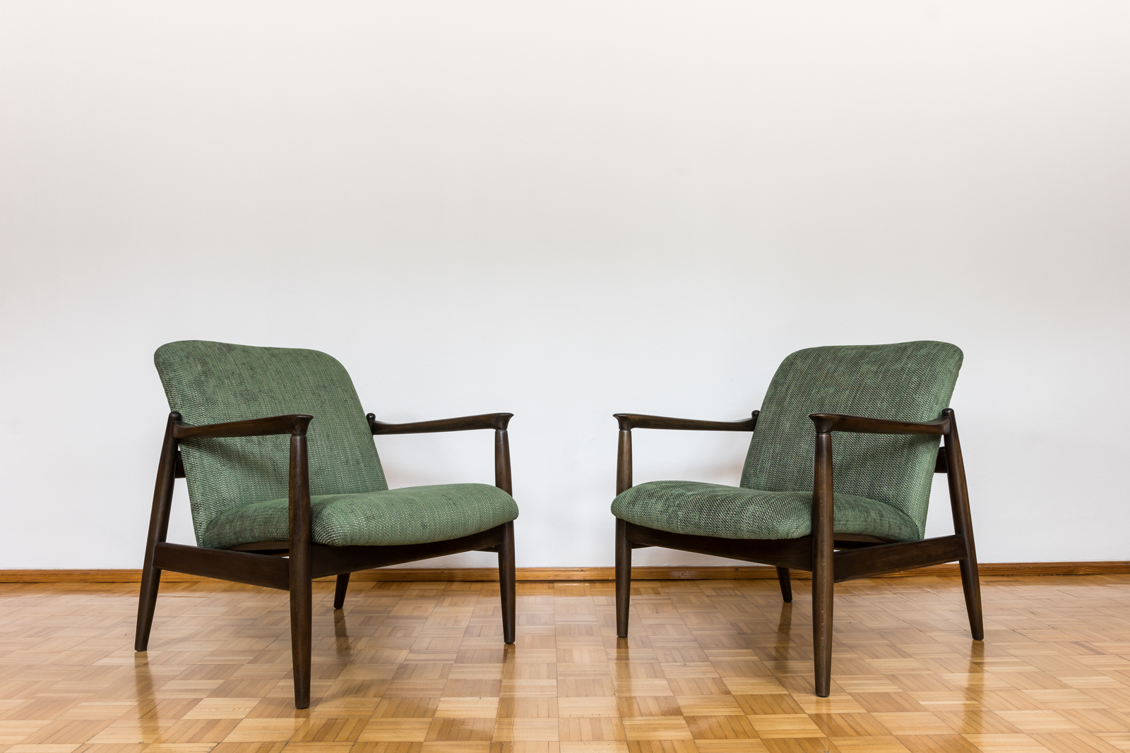 Pair Of Green "Gfm 64" Armchairs By Edmund Homa, Poland, 1960s