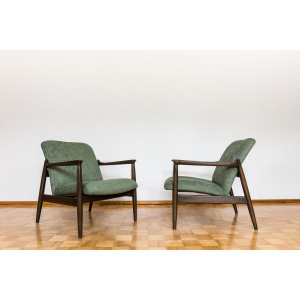 Pair Of Green "Gfm 64" Armchairs By Edmund Homa, Poland, 1960s