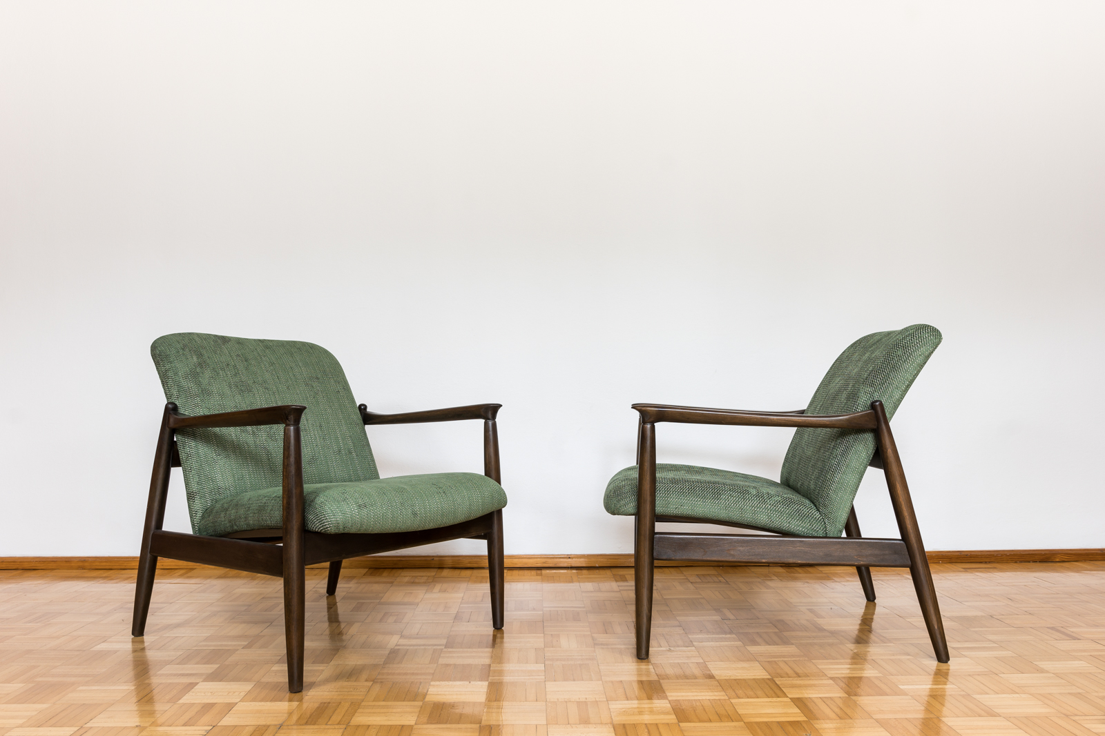 Pair Of Green "Gfm 64" Armchairs By Edmund Homa, Poland, 1960s