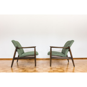 Pair Of Green "Gfm 64" Armchairs By Edmund Homa, Poland, 1960s