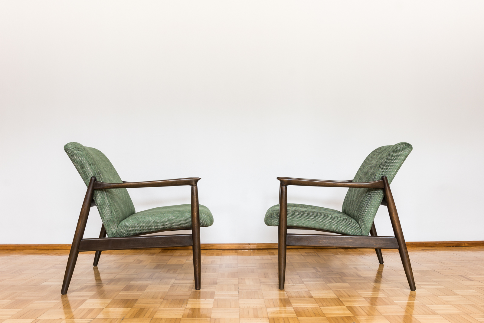 Pair Of Green "Gfm 64" Armchairs By Edmund Homa, Poland, 1960s