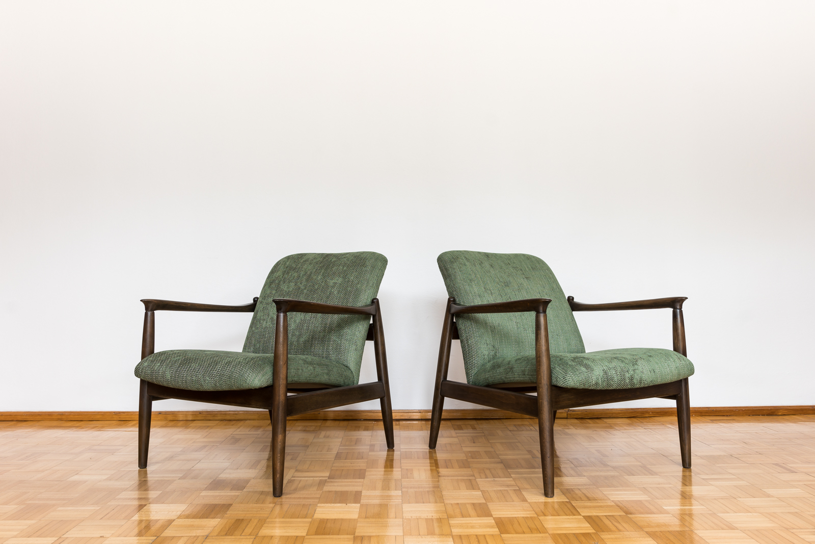 Pair Of Green "Gfm 64" Armchairs By Edmund Homa, Poland, 1960s