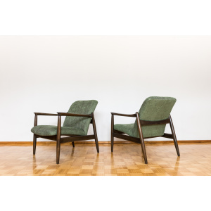 Pair Of Green "Gfm 64" Armchairs By Edmund Homa, Poland, 1960s
