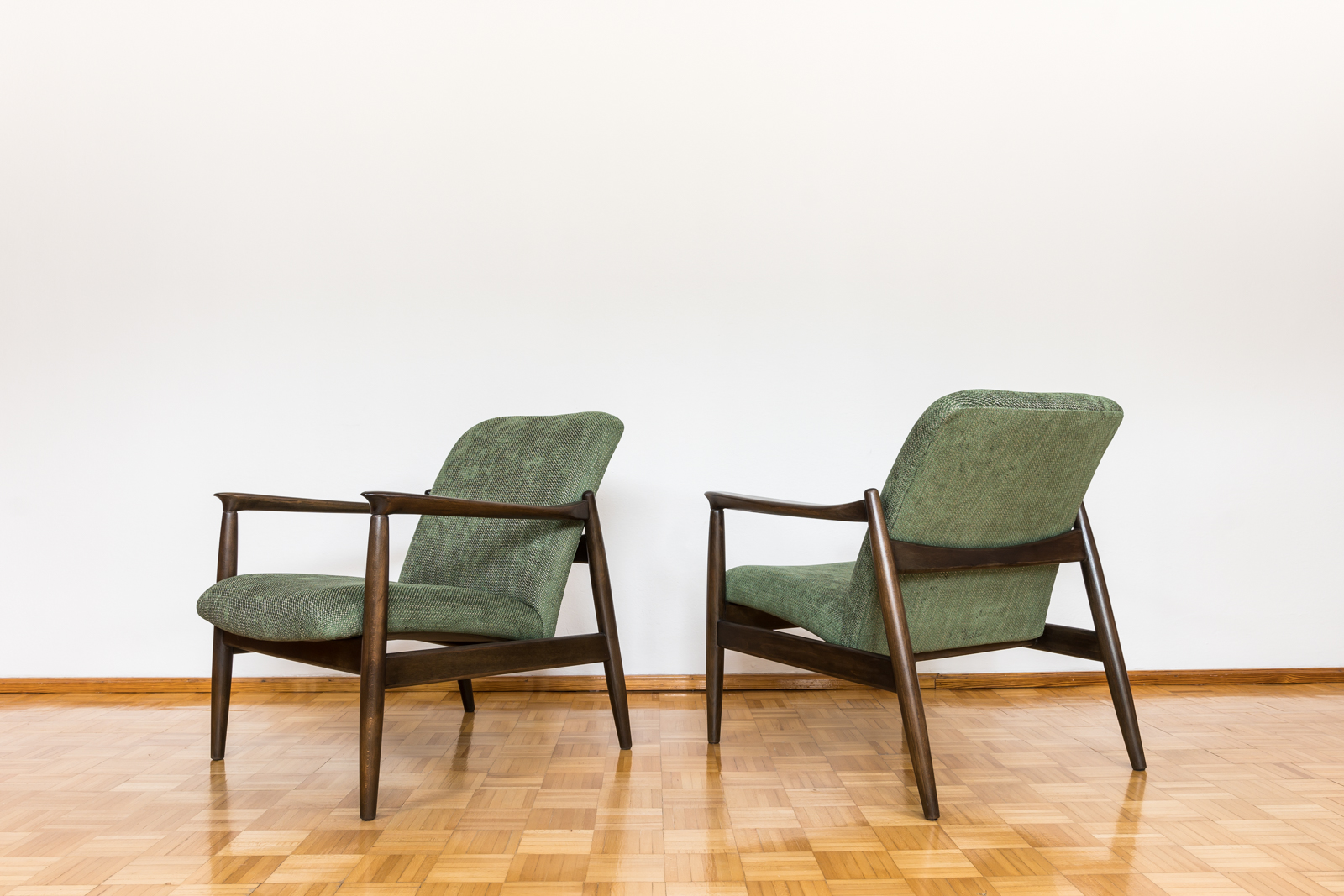 Pair Of Green "Gfm 64" Armchairs By Edmund Homa, Poland, 1960s