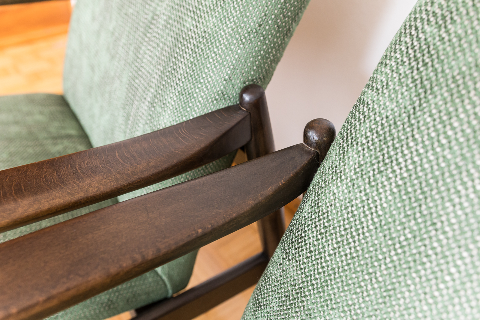 Pair Of Green "Gfm 64" Armchairs By Edmund Homa, Poland, 1960s