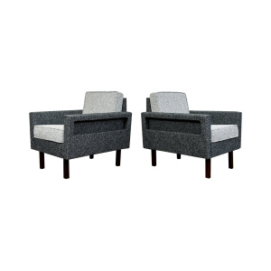 Pair Of Geometric Club Chairs, Poland, 1970s