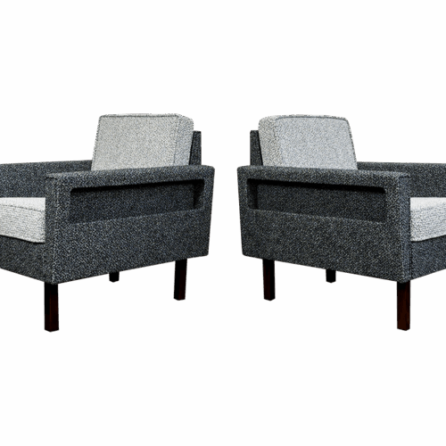 Pair Of Geometric Club Chairs, Poland, 1970s