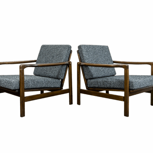 Pair Of black B-7522 Armchairs By Zenon Bączyk 1960’S