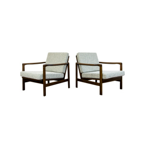 Pair Of green B-7522 Armchairs By Zenon Bączyk, 1960's
