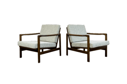 Pair Of green B-7522 Armchairs By Zenon Bączyk, 1960's