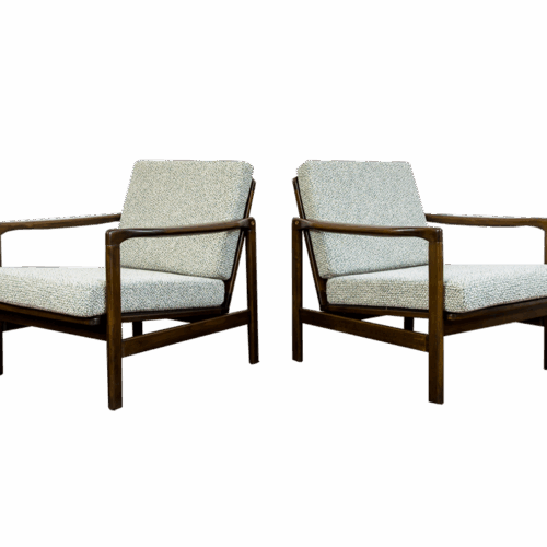 Pair Of green B-7522 Armchairs By Zenon Bączyk, 1960's