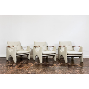 Set Of 3 Geometric Armchairs from Łódzkie Fabryki Mebli, Europe, 1975