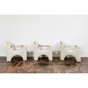 Set Of 3 Geometric Armchairs from Łódzkie Fabryki Mebli, Europe, 1975