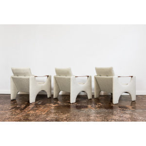 Set Of 3 Geometric Armchairs from Łódzkie Fabryki Mebli, Europe, 1975