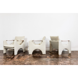 Set Of 3 Geometric Armchairs from Łódzkie Fabryki Mebli, Europe, 1975