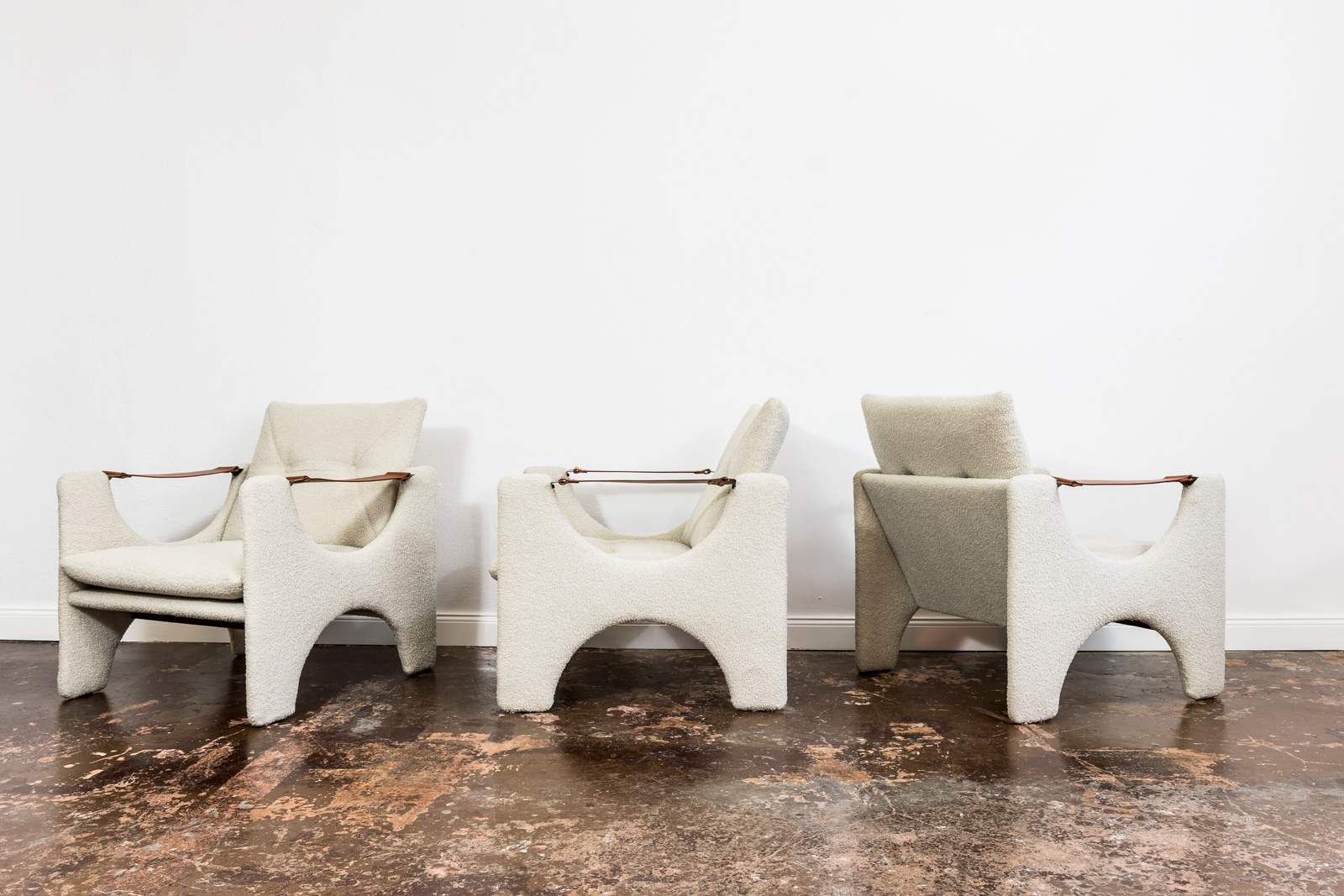 Set Of 3 Geometric Armchairs from Łódzkie Fabryki Mebli, Europe, 1975