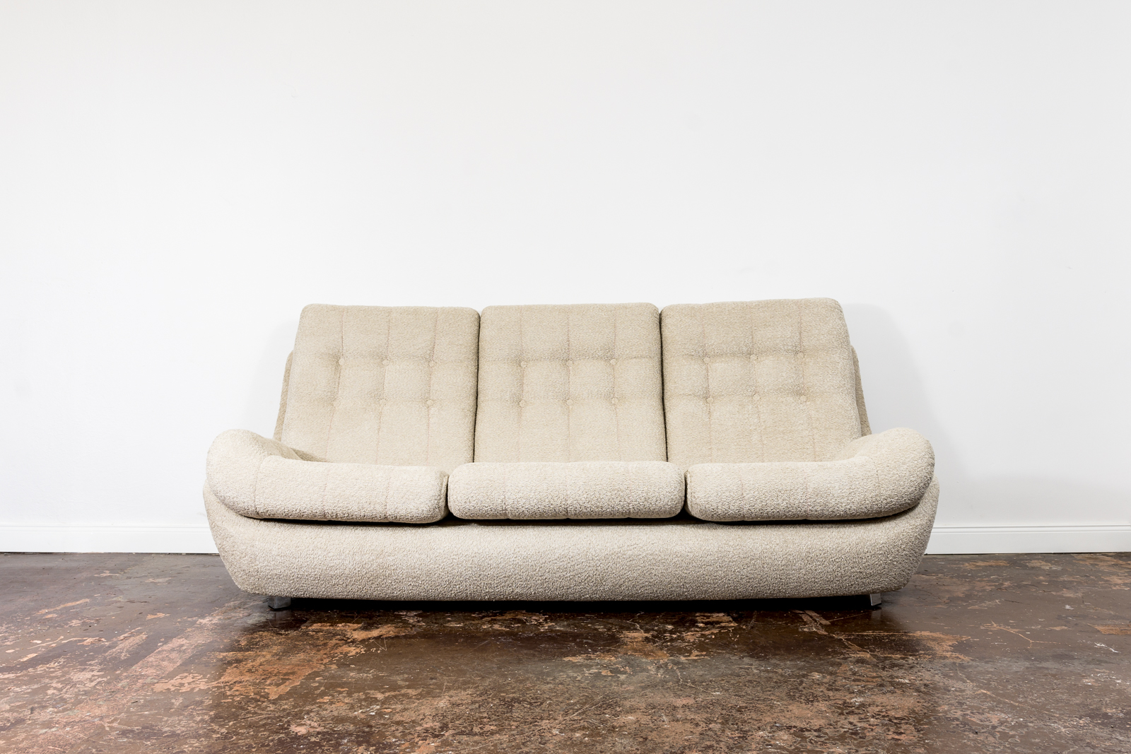 Space Age Sofa Atlantis In Beige Boucle, Czechoslovakia, 1970's